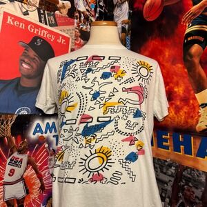 Vintage 90s Brazil Abstract Graphic Art Tee Sz Large